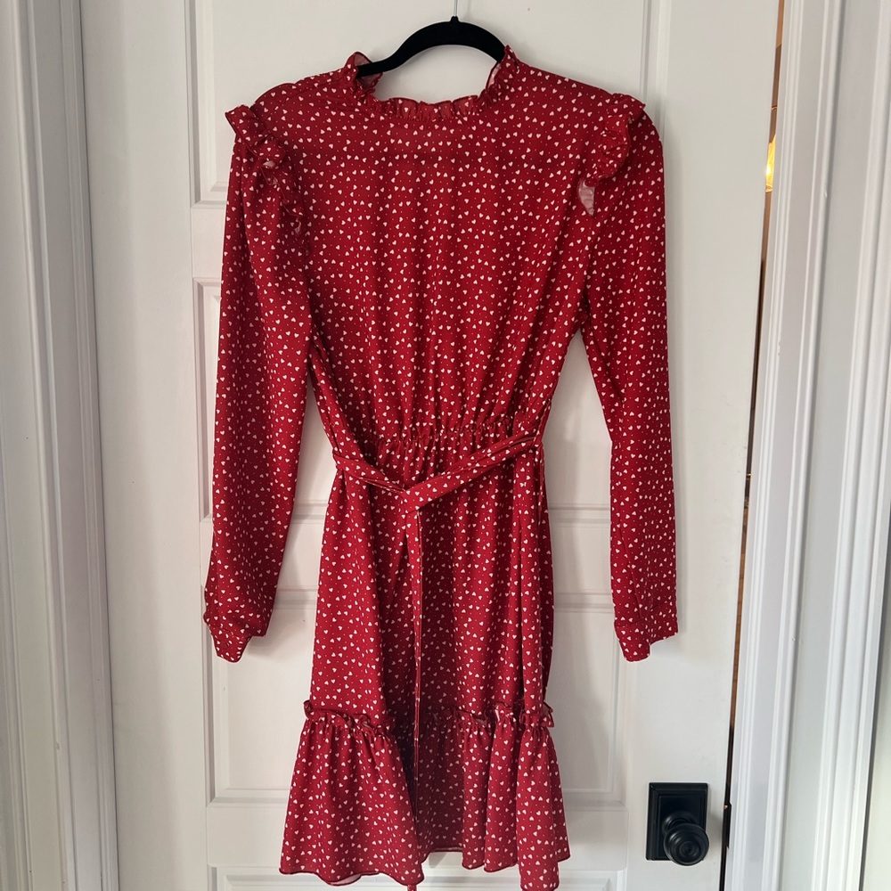 Long sleeve ruffle trim dress